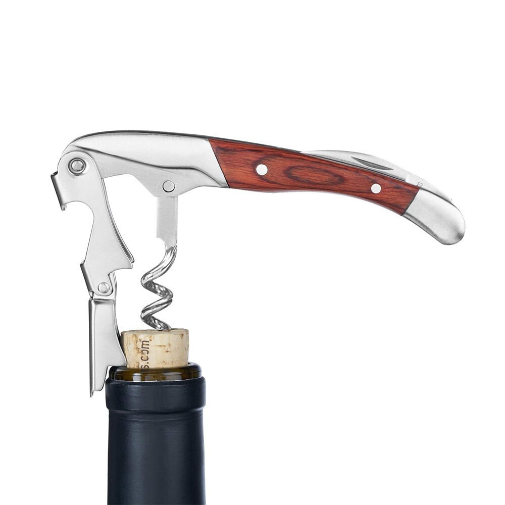 Wine Opener Corkscrew Bottle Waiters Key with Foil Cutter Double Hinged
