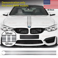 For Bmw Engine Hood Bonnet Racing Triple-line Stripe Decal Vinyl Stickers Silver