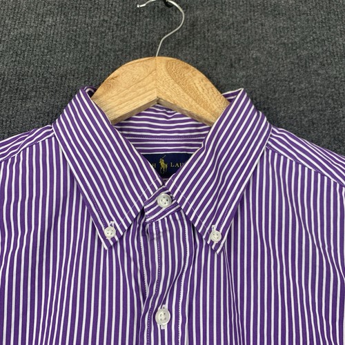 Ralph Lauren Mens Shirt 16 Purple Stripe Long Sleeve Button Down Classic Fit - Picture 2 of 18