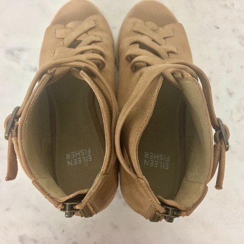 Eileen Fisher Women’s Lynn Open Toe Shoes Nubuck Leather Bootie NWOB Wheat - Picture 8 of 8