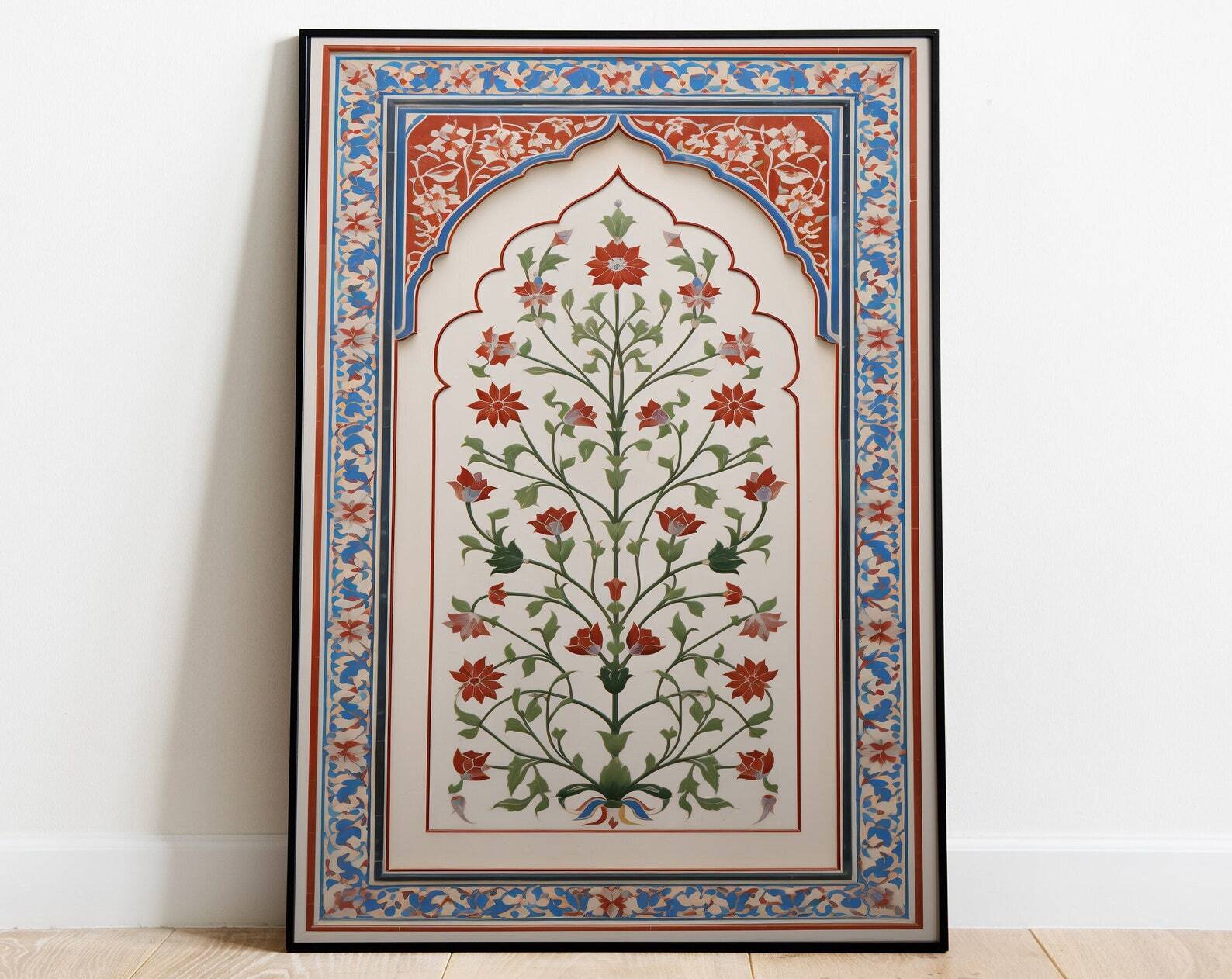 Vintage Islamic Inlay Work Wall Art Floral Prints Living Room Decor Printable