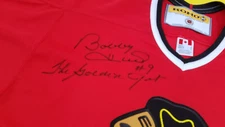 Large Mens Chicago Blackhawks Jersey red retro KOHO Koho  autographed bobby hull