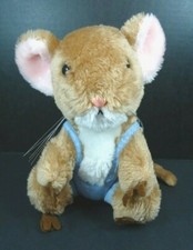 Dakin Vintage Brown Merry Mouse Plush Blue Overalls 1981 8" Hillman
