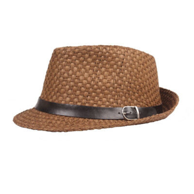 Herren Trilby Fedora Panama Jazz Strohhut Sommer schwarz Band Bowler Sonnenmütze
