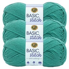 3 Pack Lion Brand Yarn 202-174AA Basic Stitch Anti Pilling Yarn, Beryl