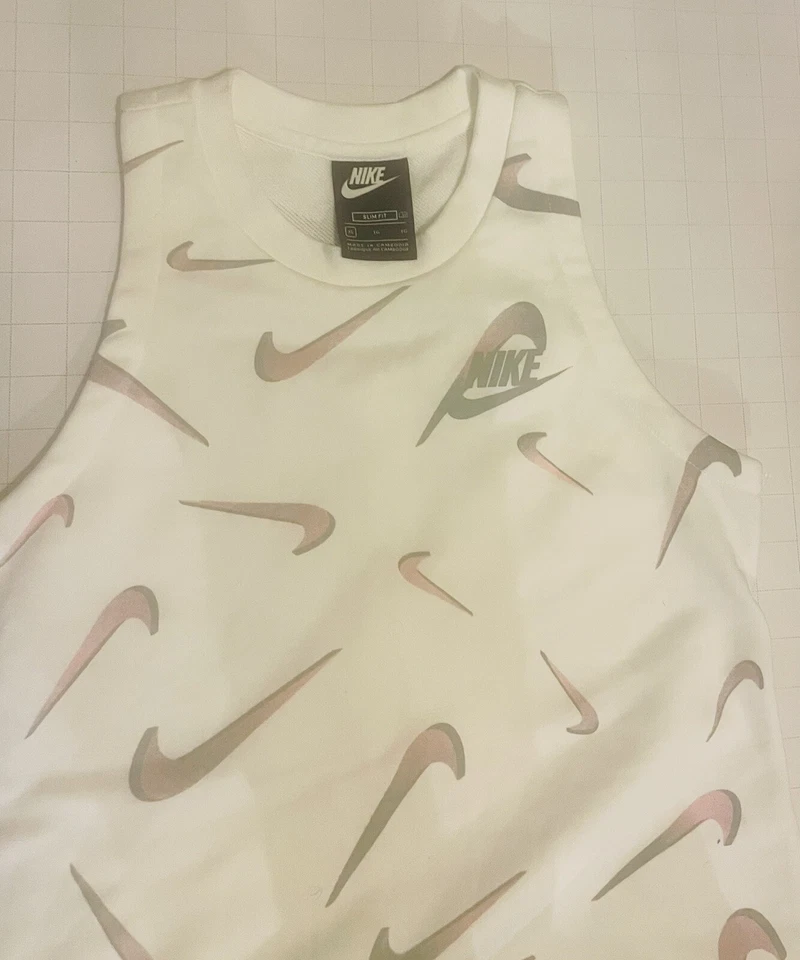 Camiseta sin mangas Nike Swoosh blanca de felpa francesa grande o X grande nueva con etiquetas Foto 2 de 3