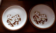 2 Vtg 1950s Brown Airbrush Wallace China Restaurant Tiki Bar Dinner Plate