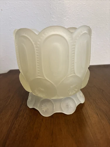 L E Smith "Moon and Stars" Clear Frosted Footed Candy Dish