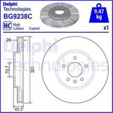 DELPHI 2x Bremsscheibe vorne Ø321 belüftet für Opel Insignia B Caravan Z18 2.0