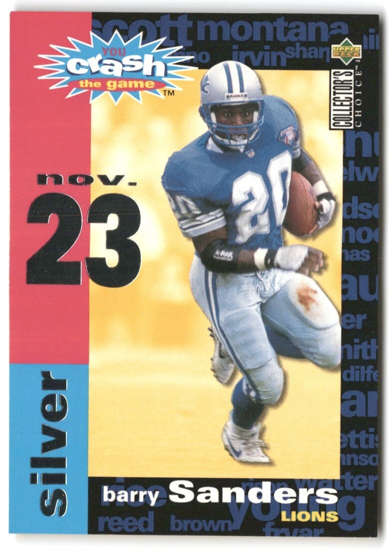 Barry Sanders (Game Date-October 22) #C14b 1995 Collector's Choice Football You Crash the Game Gold