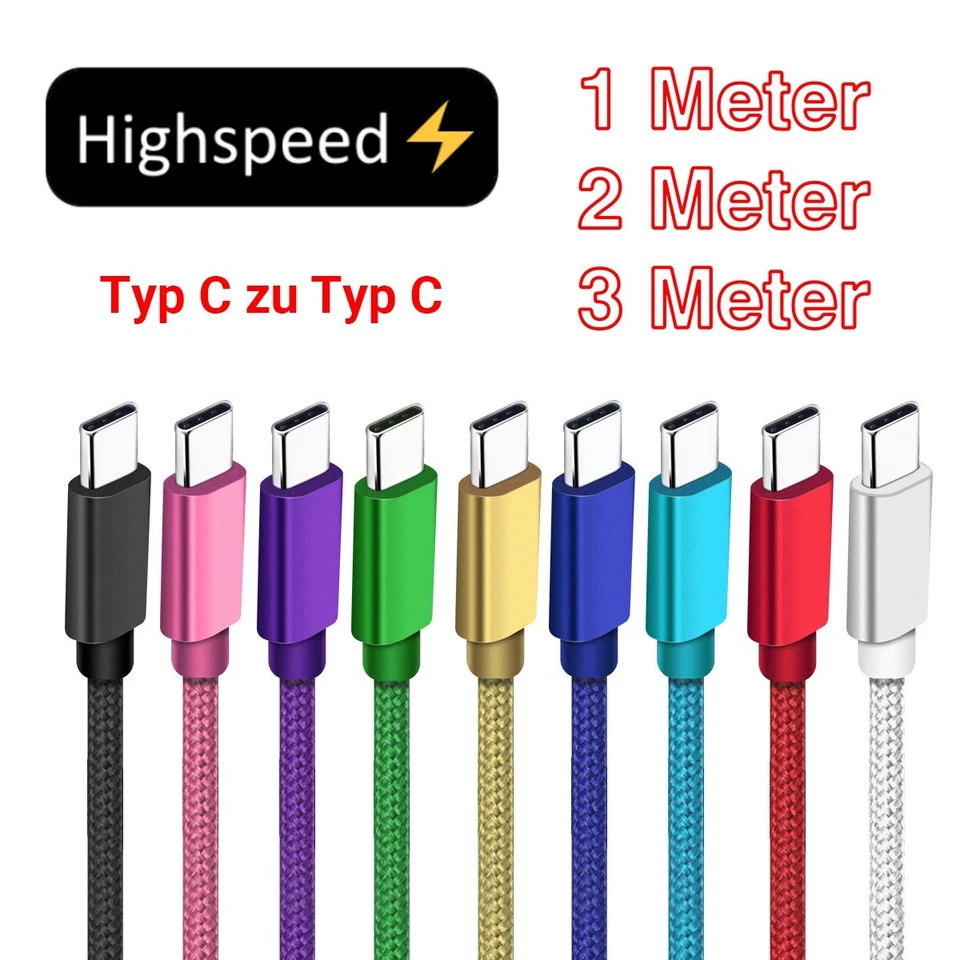 LAGOODS USB-C Schnell-Ladekabel Datenkabel Handy für Samsung Xiaomi Huawei iPhone iPad