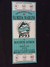 Vintage March 5, 1993 Florida Marlins vs Houston Astros Opening Day Ticket RARE