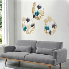 3D Flower Metal Wall Art Decor Ginkgo Leaves Gold Art Nordic Style USA