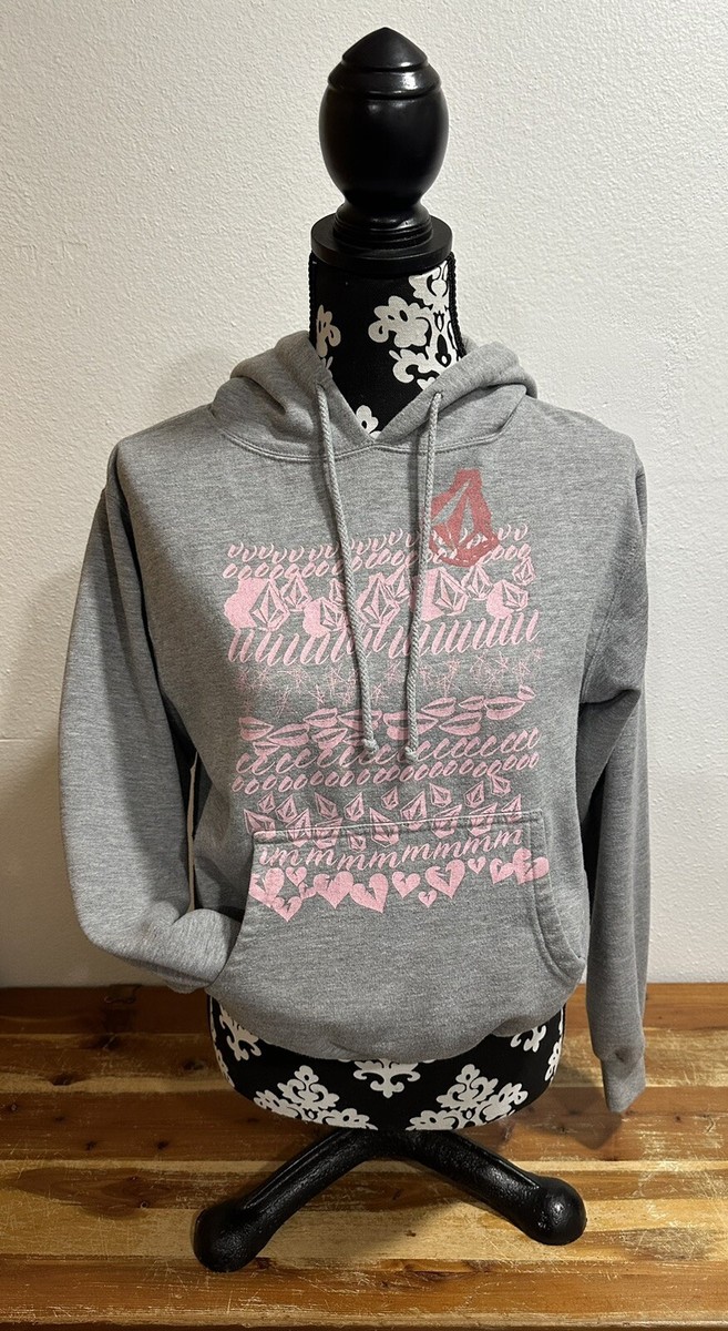 トップス K Volcom Gray Hoodie with Ponk Graphic Juniors 80 Cotton 20