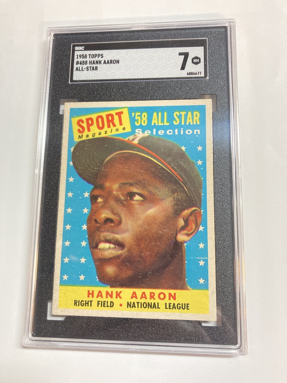 Sgc 7 Nm Near Mint 1958 Topps Hank Aaron all star #488 Centered Milwaukee Braves