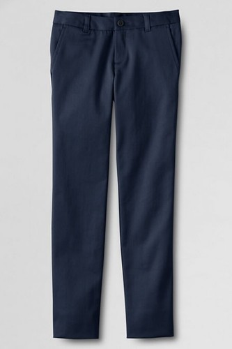 LANDS END Navy School Uniform Plain Front Stain Resistant Pants Girls 10 NEW - Picture 2 of 6
