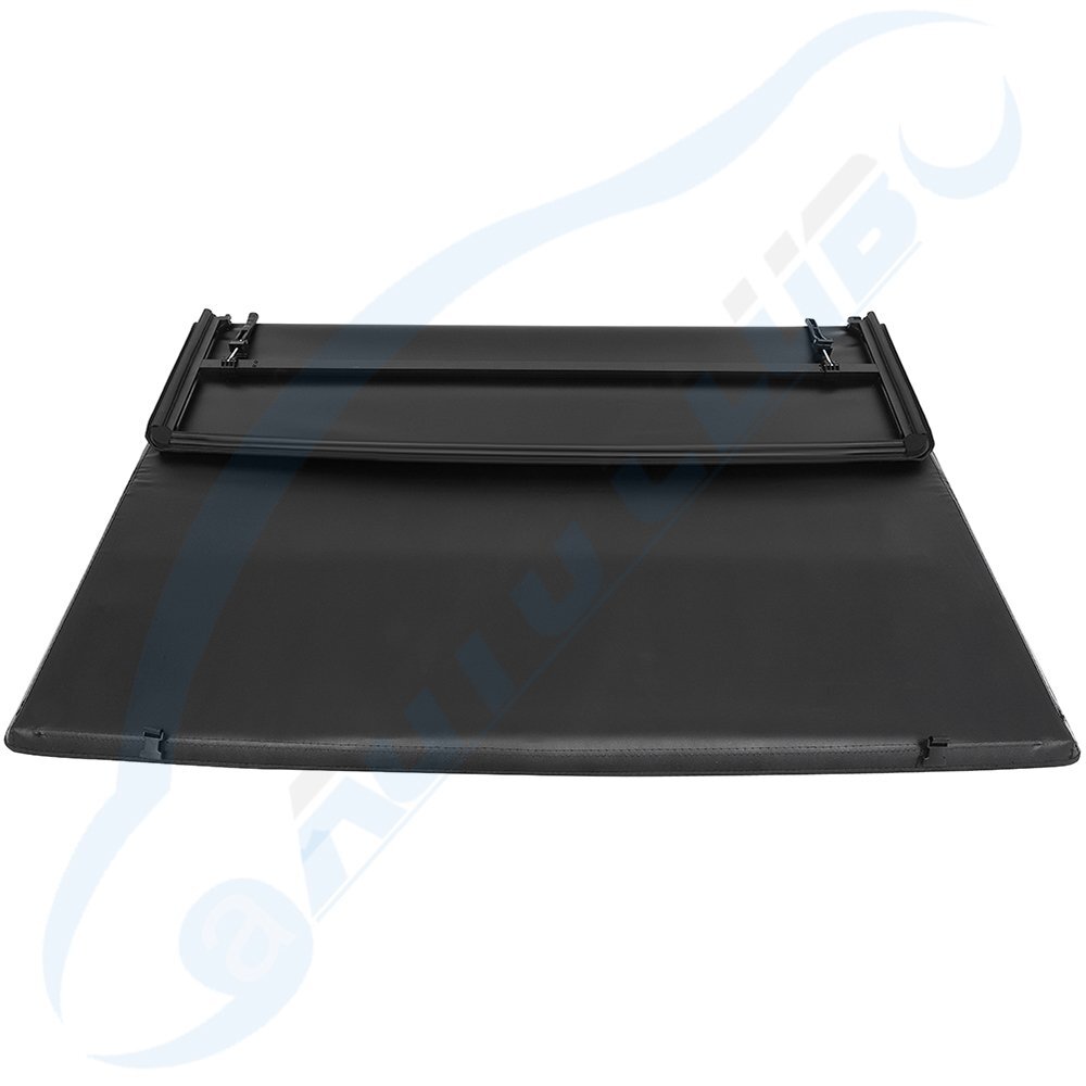 Earthauto 4-Fold Black Tonneau Cover For 2009-2021 Ram 1500 5.7ft/5.8ft Bed (Without RamBox)