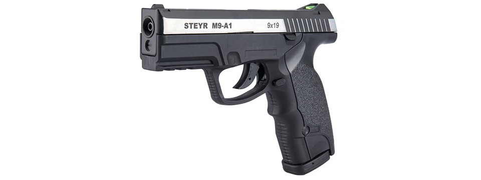 Pistola de aire comprimido Asg Steyr M9-A1 doble tono CO2 sin retroceso - Airsoft negra/plateada Foto 3 de 4