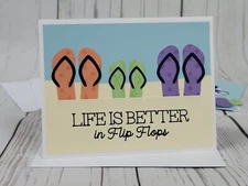 Summer Beach Greeting Card Kit #6 [Lot of 4, Handmade, Better in Flip Flops]