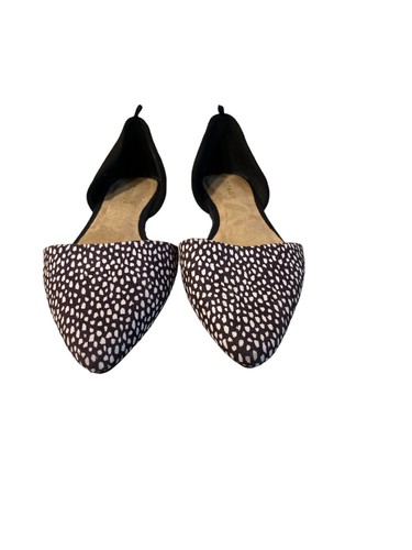 Old Navy Shoes Womens Sz 6 Flats Black Animal Print Suede Pointed Toe Polka Dot - Picture 4 of 8