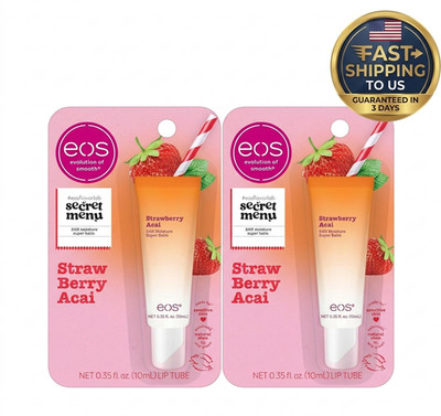 2 Pack eos 24H Moisture Lip Balm Strawberry Acai Hydrating Lip Mask 0.35oz