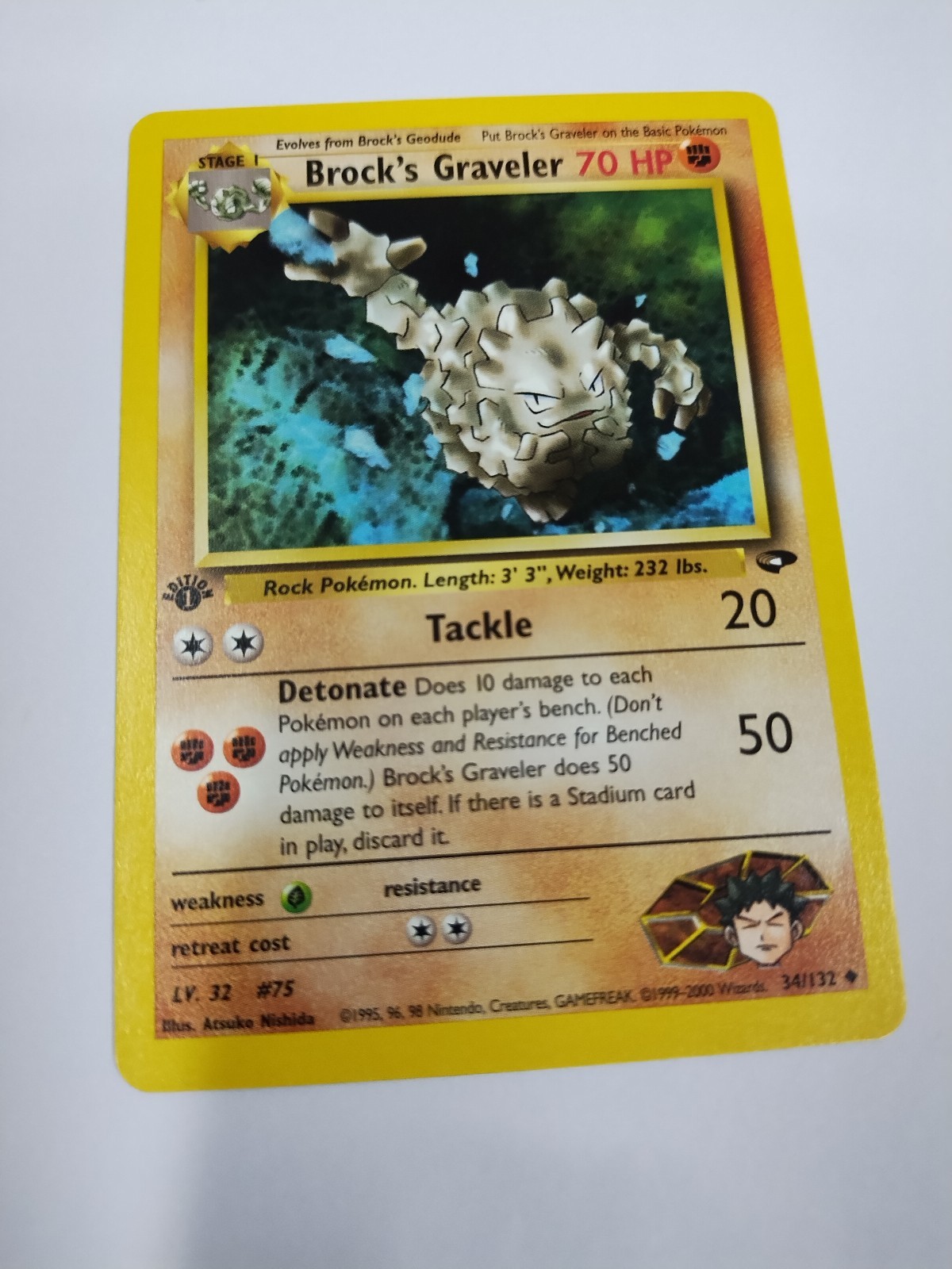 [MINT] 2000 Pokemon Gym Challenge Brock’s Graveler 1st Edition #34/132