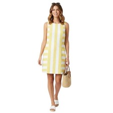 Taylor Women's Yellow/White Stripe Textured Sleeveless Sheath Mini Dress Size 6