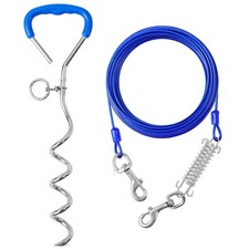 Dog Tie Out Cable and Stake,50ft Outside Dog Run Cable Leash Chain with Shock...