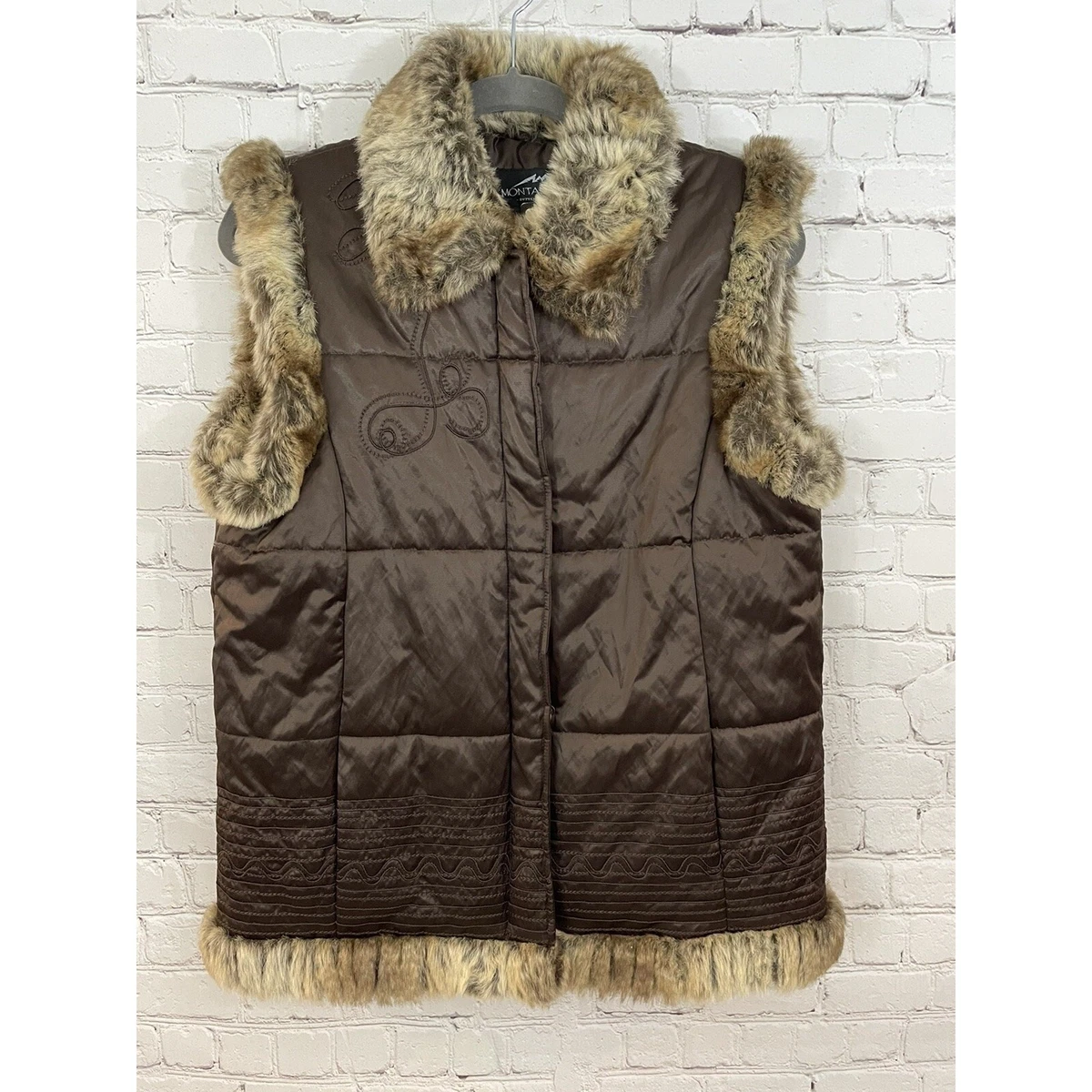 Gilet Montana Coat Company Taille S - Mélange Acrylique/cuir, Style Western, Noir