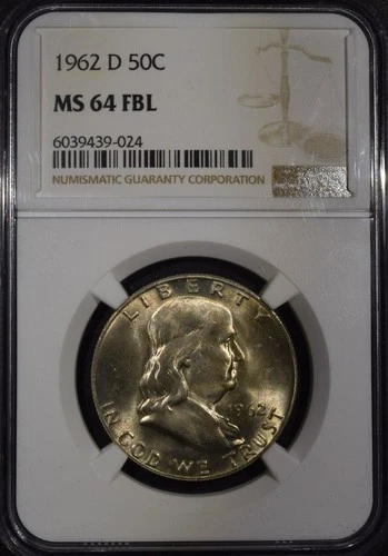 1962-D Franklin Half Dollar "NGC MS64 FBL"