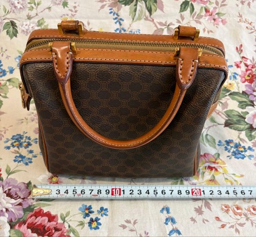 Celine Vintage Macadam Handbag Brown Leather Mini Boston Used From Japan