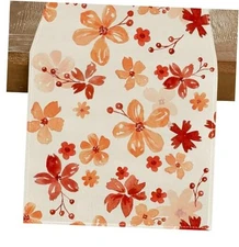  Floral Fall Table Runner,Flower Seasonal Autumn 13" x 72", Table Runner Orange