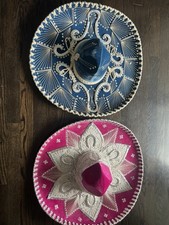 VTG Mex Mariachi Sombrero Hats Pink  Blue- Maximalist