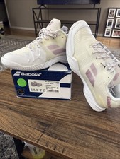Babolat Jet Mach II AC Womens Size 9.5 White/White Tennis Shoes Brand New