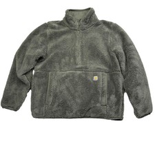 Men s Carhartt Sherpa Fleece 1/4 Zip Pullover Sweatshirt Army Green Small