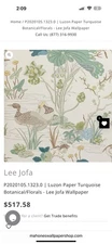 Lee Jofa Wallpaper~Sealed~Beautiful Botanical  Floral Turquoise~P2020105.1323