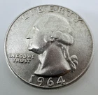 1964 USA Washington Quarter Dollar 90% Silver 25c Coin A19