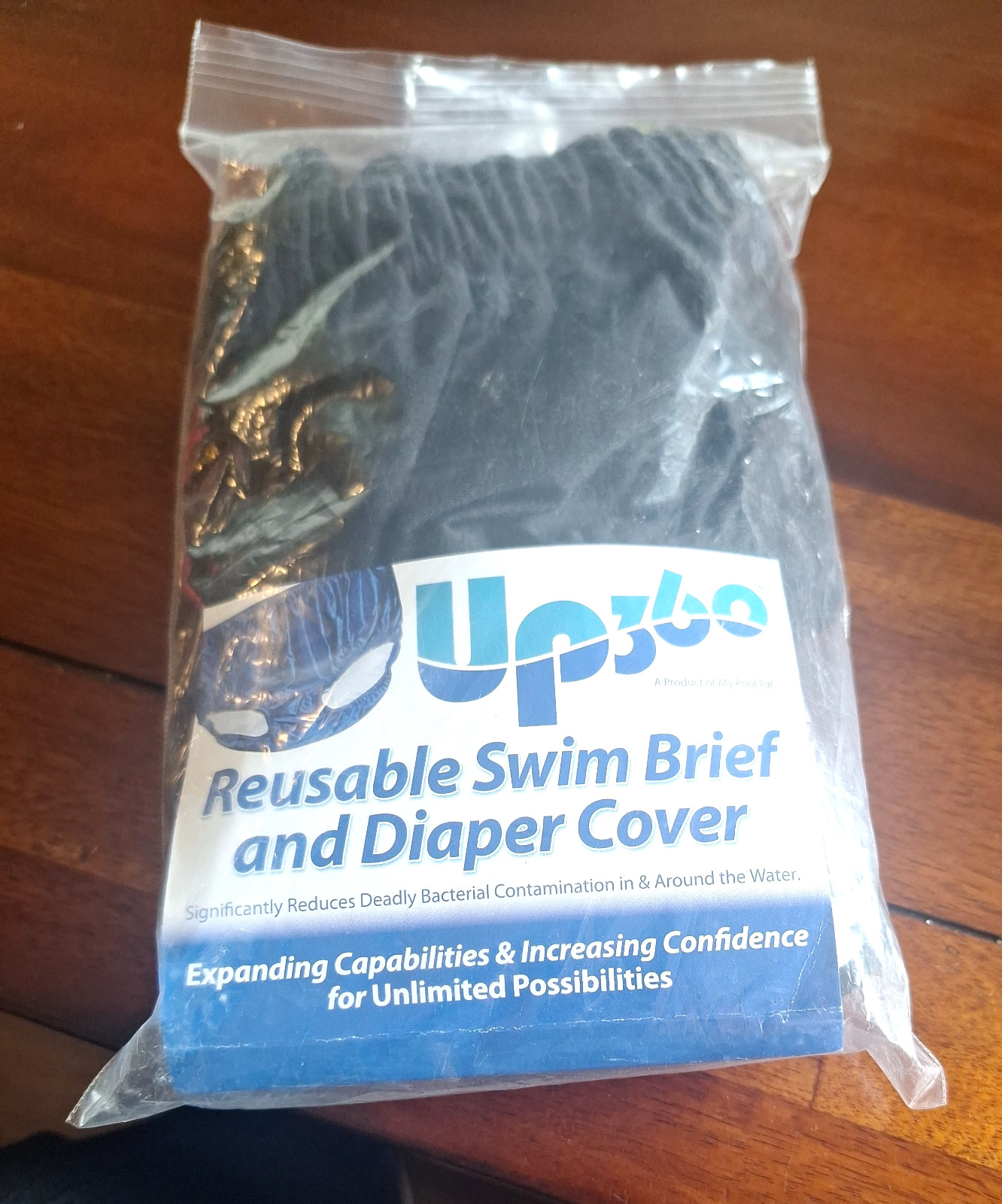 Up360 Black Reusable Swim Diaper for Special Needs, Size 8/10, 59-74 lbs