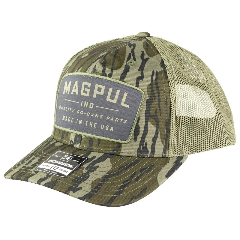 Magpul MAG1102 Go Bang Trucker Hat Adjustable Snapback Hat, Bottomland Camo