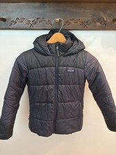 Patagonia Girls Gray Puffer Jacket Full Zip Hooded, Size S 7-8 