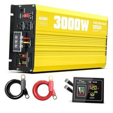 Yellow 3000W Pure Sine Wave Power Inverter 12V DC to 120V AC 3000W-12V