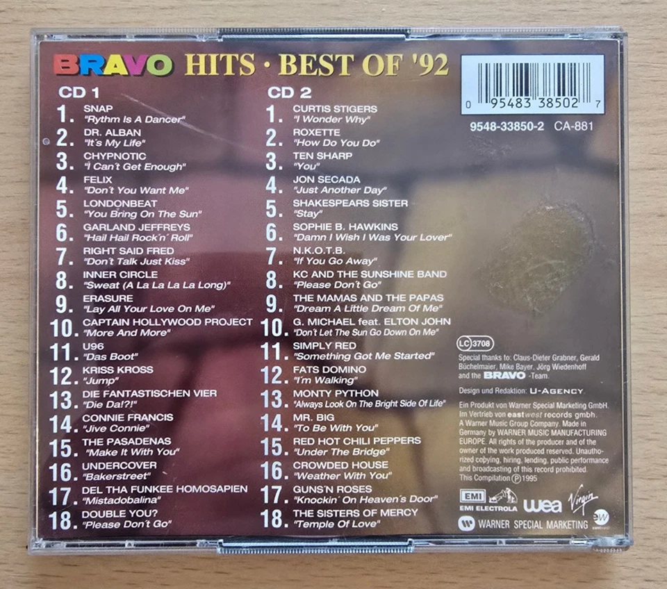 BRAVO HITS Best Of 92 Kult-Sampler sehr guter Zustand - Bild 2 von 4