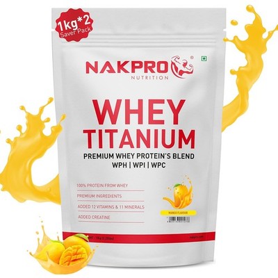 Nakpro Whey Titanium Protein Mango Geschmack 1kg Pulver Packung 2er Set