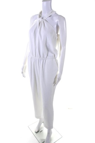 Reiss Womens Sleeveless Elastic Waist High Rise Slim Leg Jumpsuit White Size 8 - Picture 2 of 5