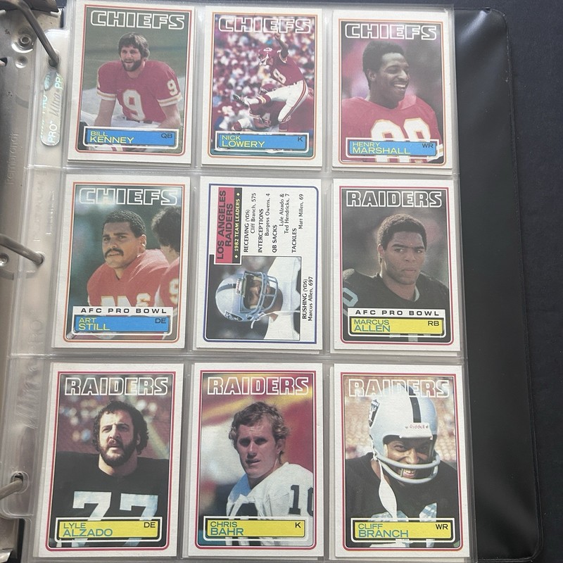 1983 Topps Football Complete Set 1-396 Marcus Allen RC Rookie In Binder