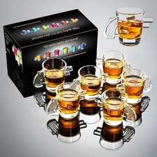 Funny Shot Glasses Set of 6, 1.7oz Gun Pistol Shape Clear Tequila Glasses Bulk, 