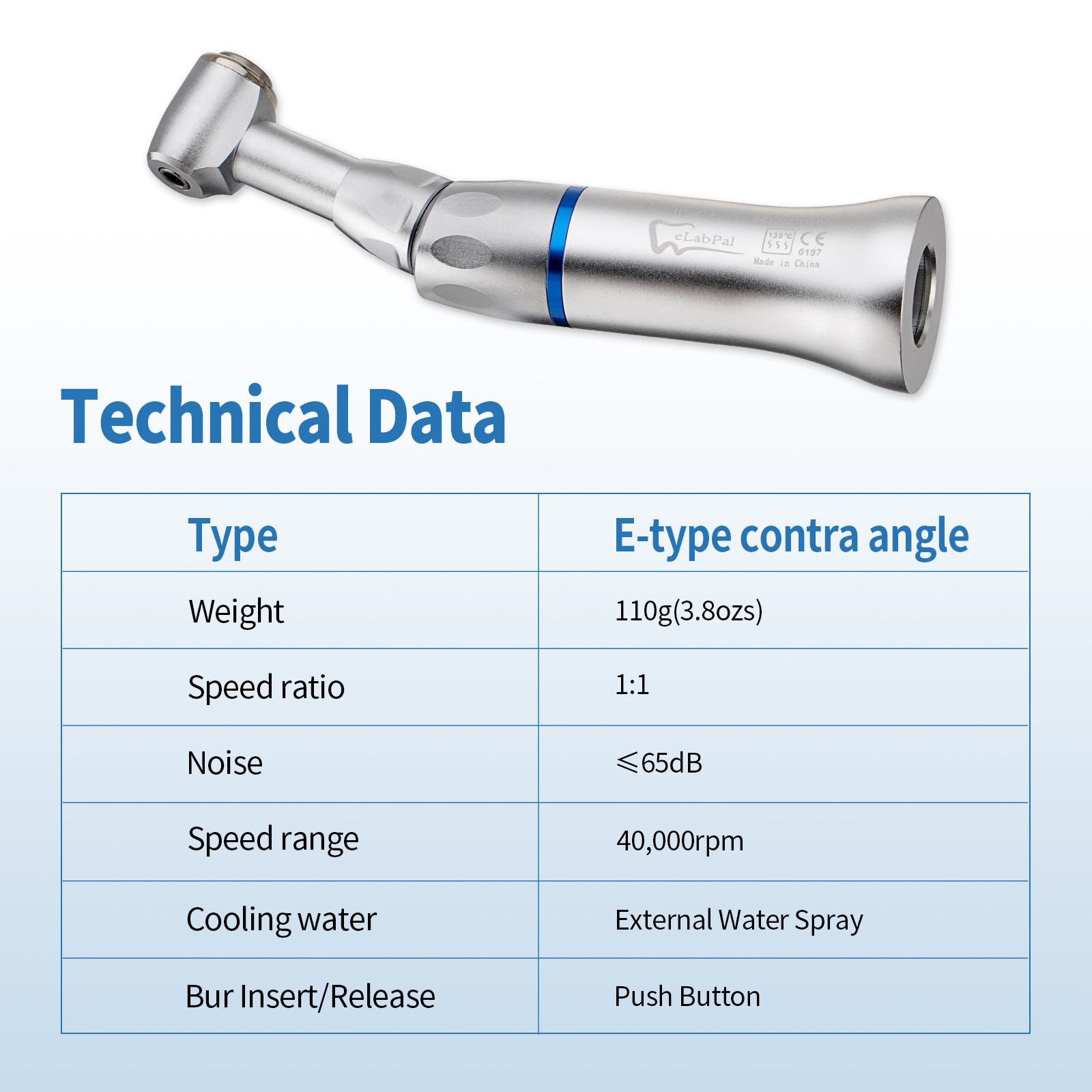 New Dental Slow Low Speed Handpiece Contra Angle Push Button E-type NSK Style US
