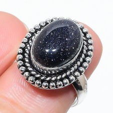 Black Sunstone Gemstone Handmade 925 Sterling Silver All Size Ring For Gift