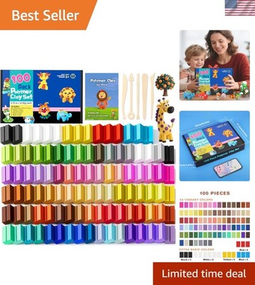 Versatile Polymer Clay Kit with 100 Colors - Bake to Harden & Blend Easily