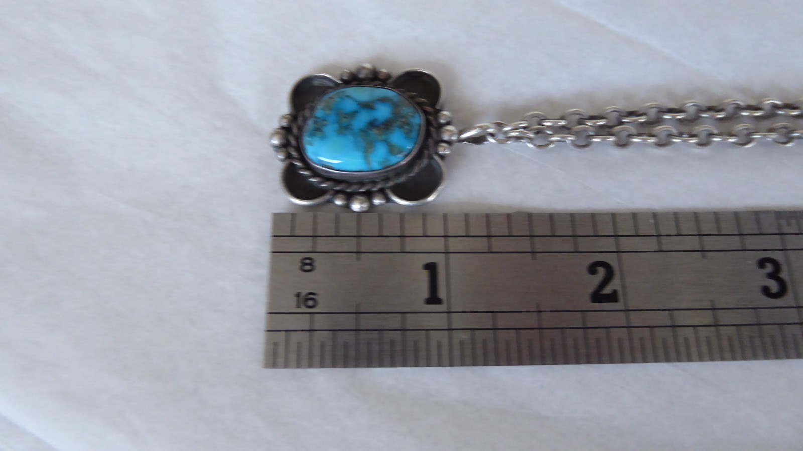 Turquoise Solid Sterling Silver Necklace Pendant … - image 14